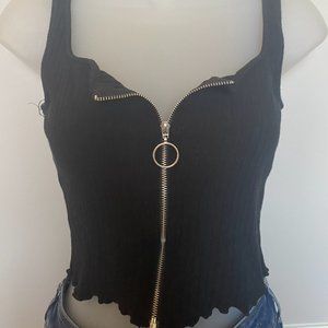 Hippie Love front zip crop top